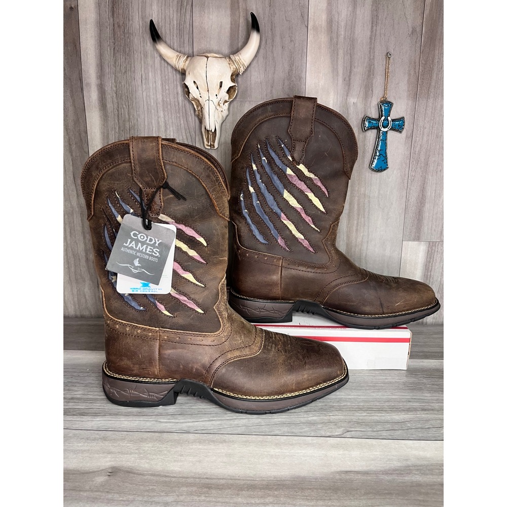 Cody James Scratch Flag Performance Western Boots Men 13D Square Toe MLBF-3